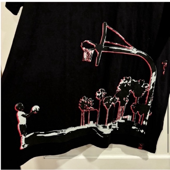PUMA NEW short sleeve graphic tee shirt black mens XL basketball red white - Picture 11 of 11